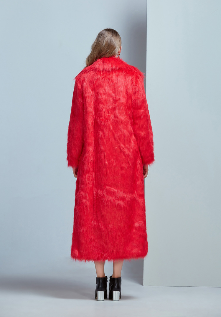 Ropa de mujer Abrigo de piel con cuello de traje superlargo de piel_voghion.com