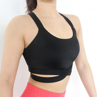 新款瑜伽内衣防震健身房跑步锻炼文胸交叉侧身女运动服饰一件代发|ms