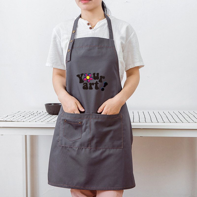 Moda estilo coreano delantal logotipo personalizado restaurante dieta café leche tienda de té tienda de flores supermercado pintura de uñas trajes