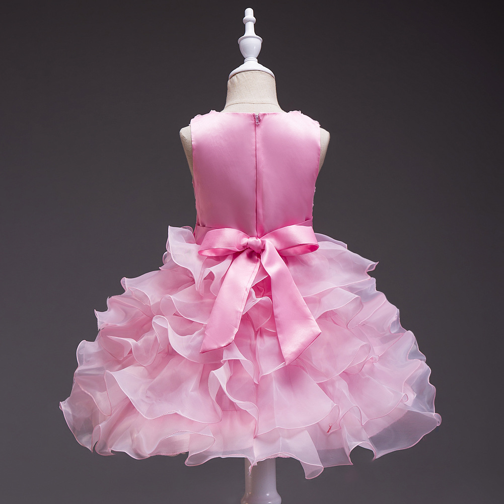 Girls Dress Princess Flower Tutu Flower Girl Bow Wedding Net Skirt display picture 11