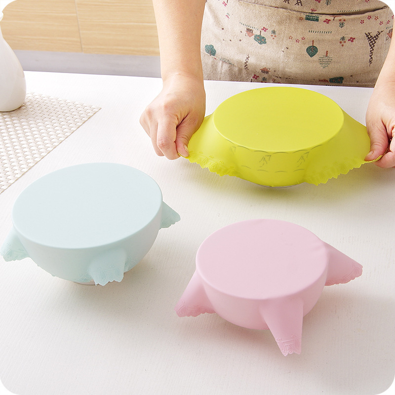 包郵3個裝矽膠保鮮蓋微波爐加熱蓋冰箱蓋子熱菜碗蓋防濺蓋