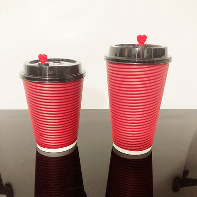 加厚防烫手便携咖啡杯一次性纸杯带盖奶茶杯热饮杯外卖打包瓦楞杯