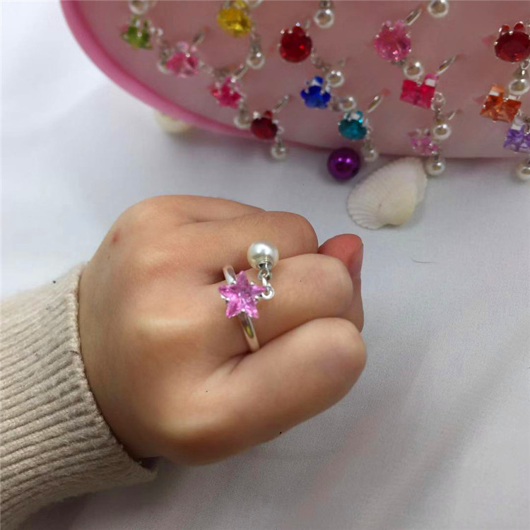 Fashion Round Square Alloy Plating Inlay Rhinestones Girl's Rings 1 Set display picture 3