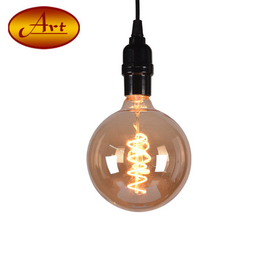 【G125柔性燈泡-螺旋】愛迪生複古茶色仿鎢絲LED軟燈絲球泡 4W