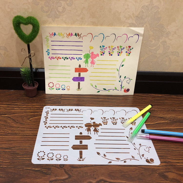 定制小学生手抄报模板A4镂空绘画模板DIY小报花边主题边框尺节日|ms