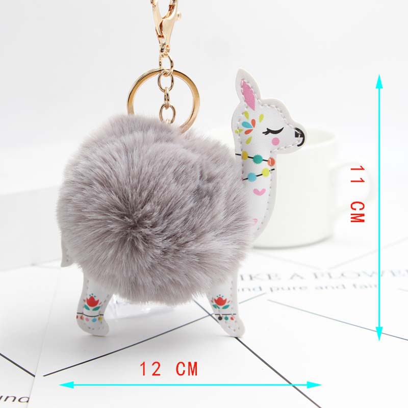 Alpaca Wool Ball Keychain Image 4