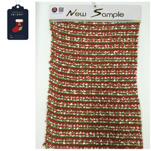 粗針羊毛提花針織紅綠色條紋聖誕帽子布料裝扮聖誕雪人帽子圍巾布