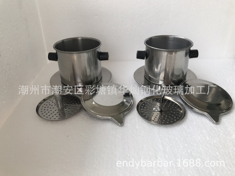 Factory direct stainless steel Vietnam coffee drip pot coffee filter binaural spinning coffee pot