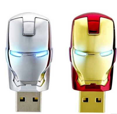 厂家供应钢铁侠发光联盟卡通u盘8g16g32g金属u盘定制logo礼品优盘|ms