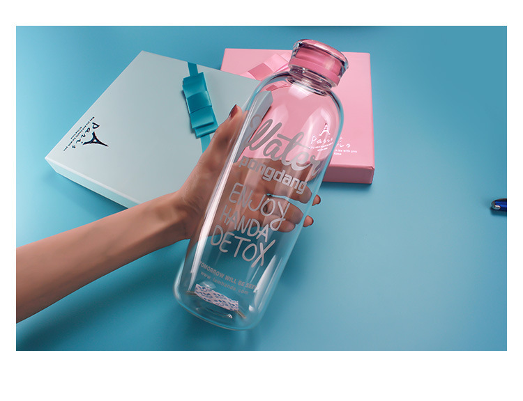 创意玻璃杯新款礼品水杯学生布袋便携大肚容量玻璃水瓶随手杯定制