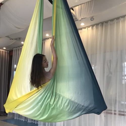 New nylon material colorful gradient yoga hammock cloth material brilliant color flying colorful cloth hammock