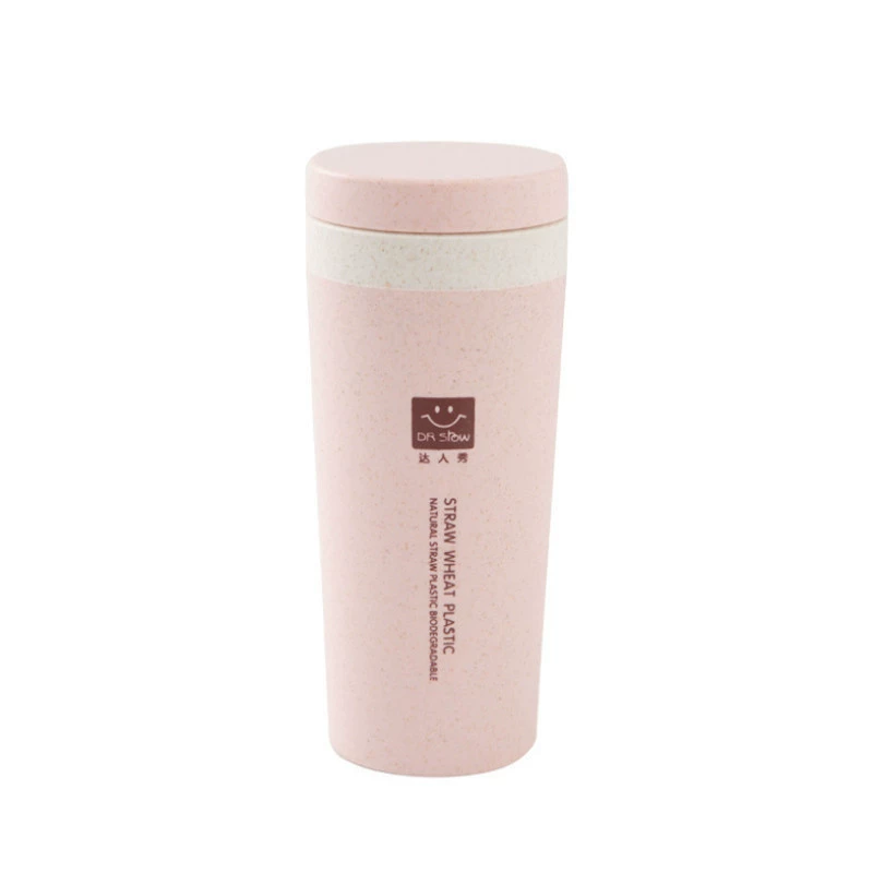 Wheat Straw Thermos Cup, Double-Layer Insulation, Portable 300 ml, Handheld Student Bottle