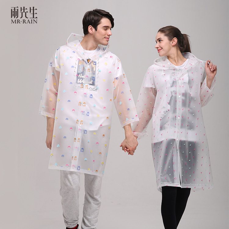 Factory direct personalized printed raincoat thickened outdoor travel hiking conjoined eva raincoat creative raincoat