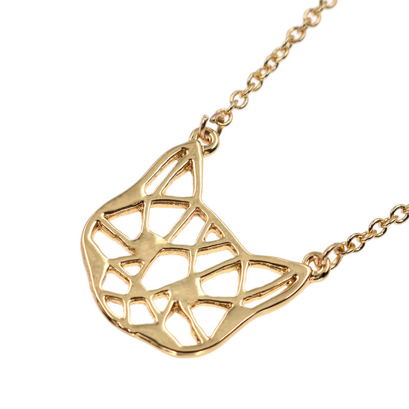 Hollow cat pendant necklace plating gold silver animal kitten necklace clavicle chain wholesale