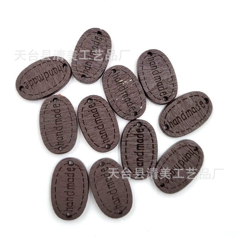 20mm color botón oval placa de madera hecho a mano láser logo decorativo hebilla 100