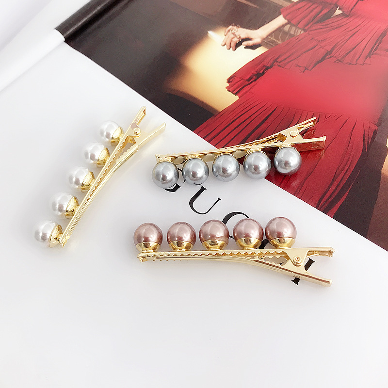 Pearl Hairpin Korean Fashion Adult Duckbill Clip Bangs Clip Word Clip Hair Accessories Wholesale Nihaojewelry display picture 2