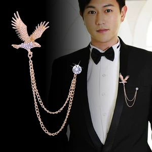 Men's Retro Eagle Brooch with Diamonds, Korean Style Fashion Accessories Factory Direct Sales