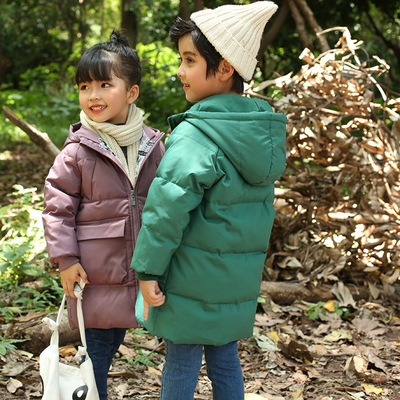 儿童羽绒服男童女童中长款 2018新款冬装连帽加厚韩版冬季外套