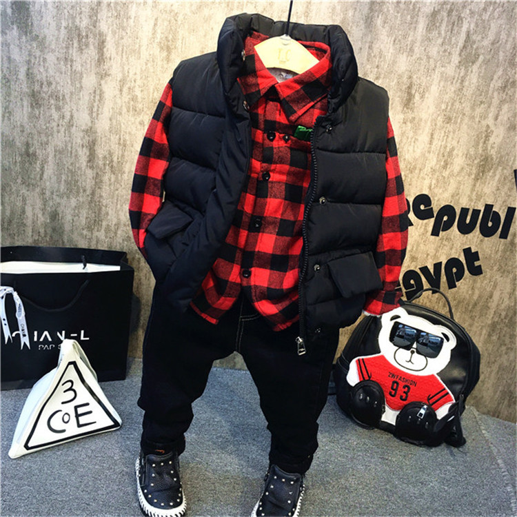 Children's clothing 2018 New winter Boy Cotton vest 81721 Thickening shirt AL261 Thickening jeans A6717