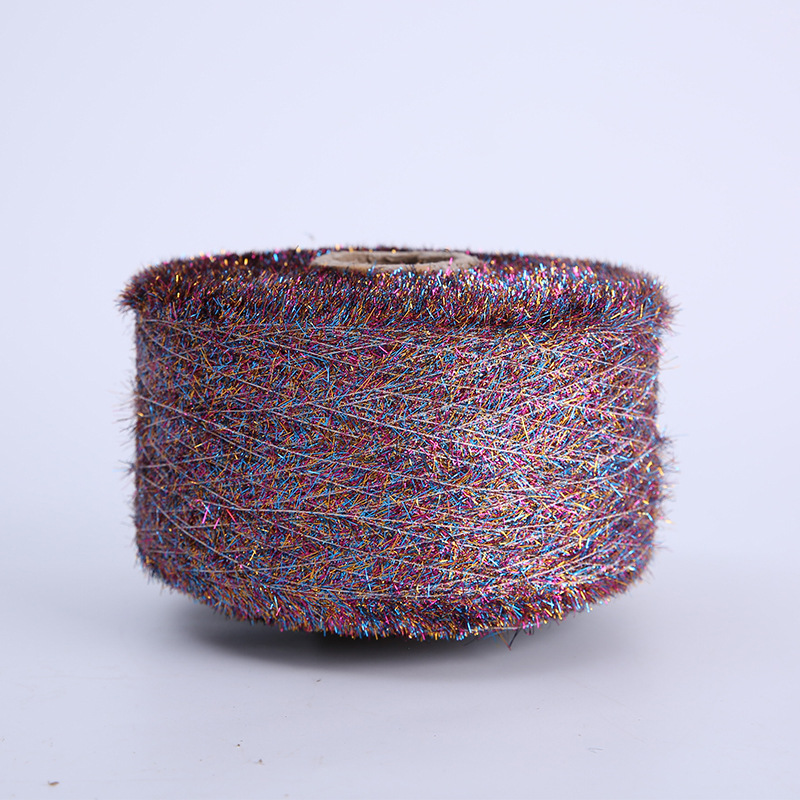 三彩斜毛纱亮片斜绣花用纱特种花式纱线工厂供应现货批发彩点纱