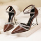 696-10 European and American fashion, thin and high heels, shallow, pointed, shiny crossover, sexy night shop, thin and hollow sandals.