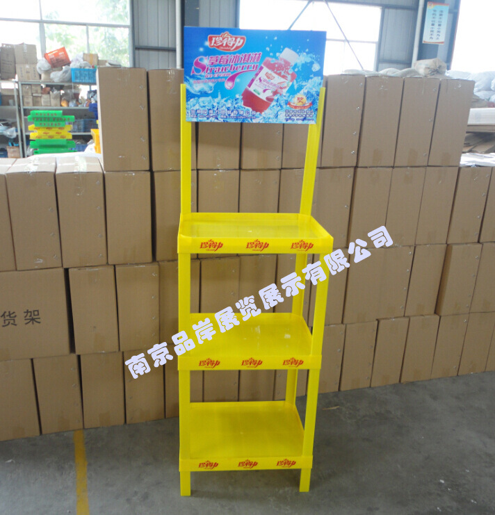 果汁塑料陈列架饮品卖场广告货架饮料促销组合堆头