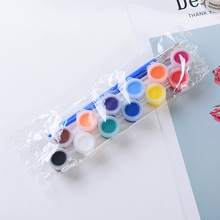 丙烯颜料 3毫升12色精装连体丙烯颜料套装送两支画笔 diy风筝石膏