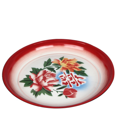 厂家直销 老式圆形复古怀旧加厚搪瓷茶盘 婚庆耐用珐琅彩搪瓷茶盘|ms