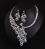 Crystal, necklace and earrings, set for bride, fashionable dress, accessory, European style