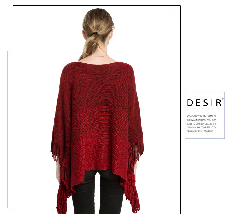 大码女士针织套头衫 跨境热销斗篷披肩 poncho