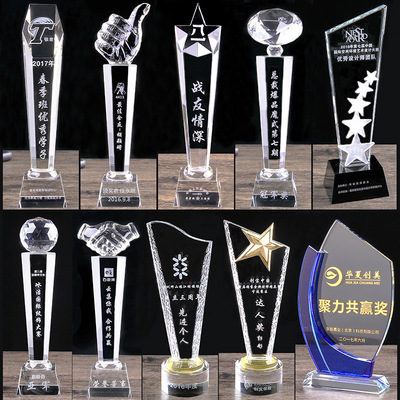 Manufactor goods in stock customized originality Thumbs crystal trophy medal Lettering make River K9 crystal