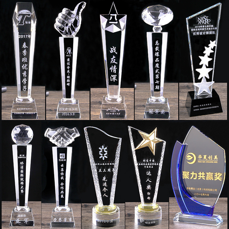 Manufactor goods in stock customized originality Thumbs crystal trophy medal Lettering make River K9 crystal