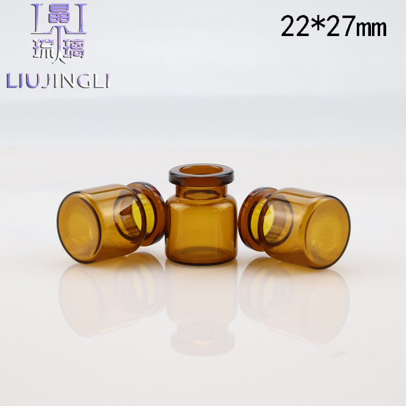 现货供应22*27茶色管制瓶卡口冻干粉一次性试用装瓶化妆品分装瓶