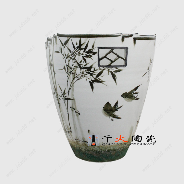 景德镇陶瓷花瓶厂家批发 手绘春色田园家居工艺品摆件