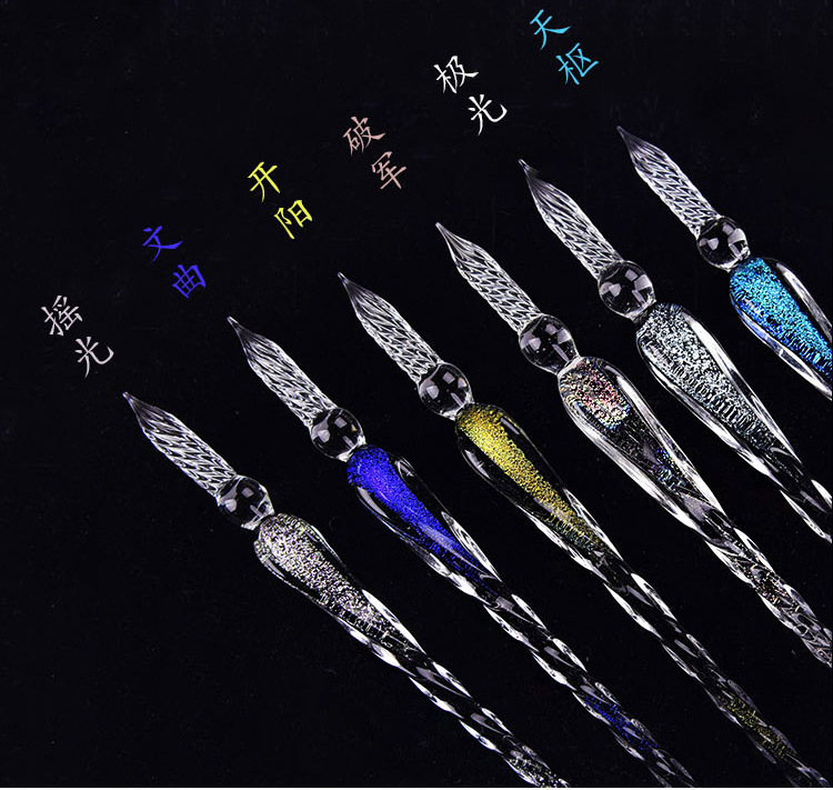 Mxmade rayado firma pluma hilo cuerpo DIP pluma creativa pluma de cristal con base