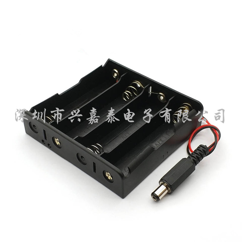 18650电池盒 4节18650电池槽 带DC5.5*2.1mm插头 四节18650电池座