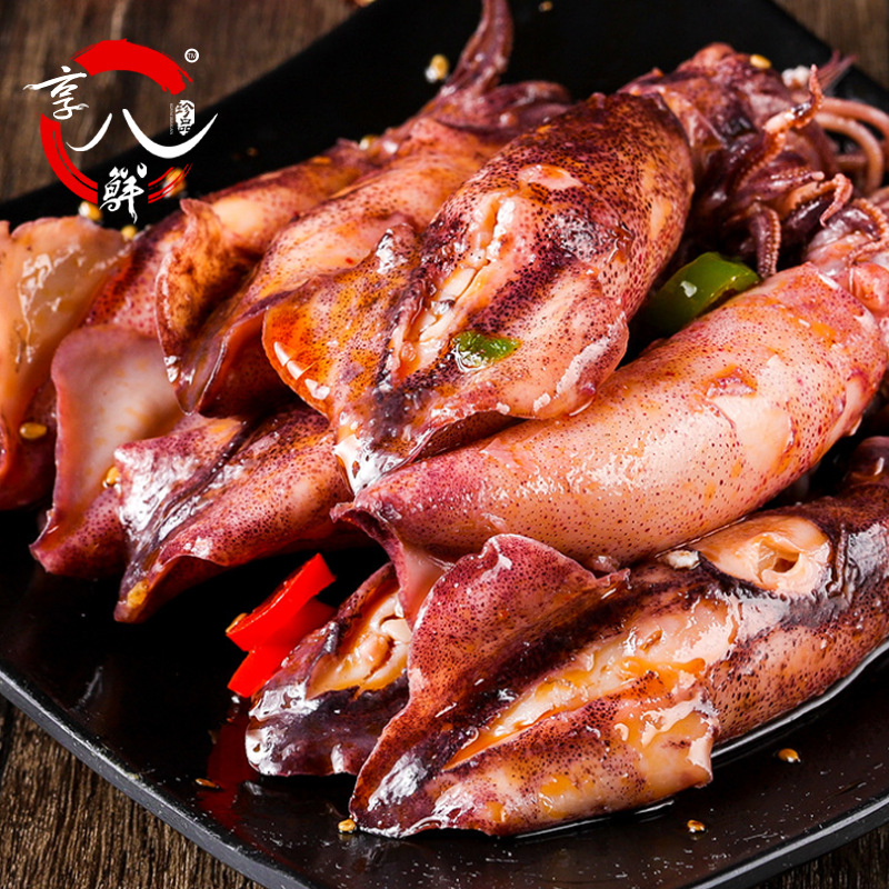 麻辣多籽管蛸即食 熟食罐装麻辣捞汁小海鲜 网红零食笔管鱼批发