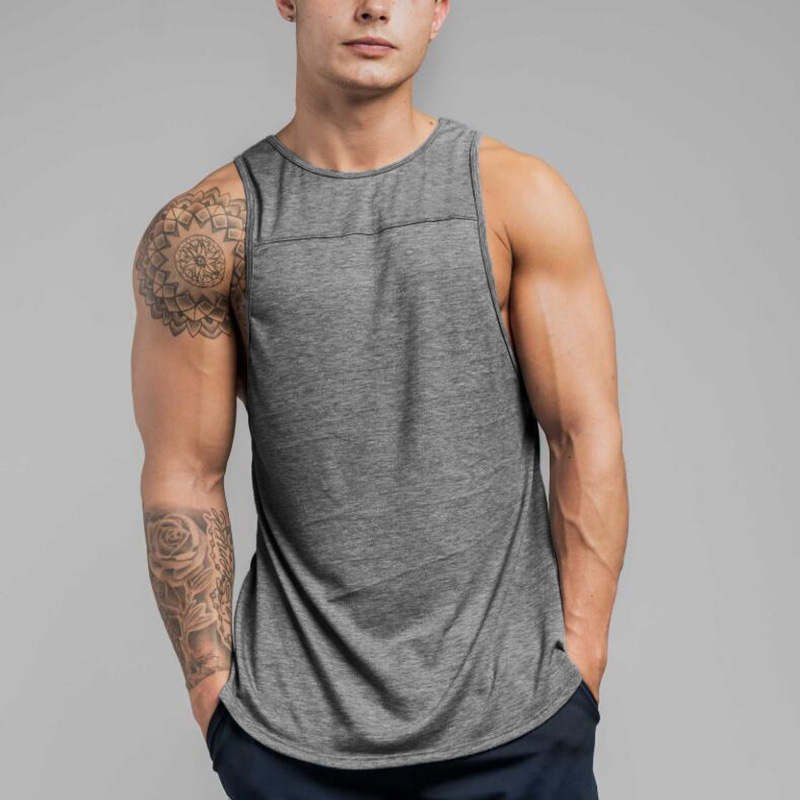 Comercio exterior nuevo en blanco hombres culturismo fitness deportes chaleco liso camiseta sin mangas color sólido costura suelta más tamaño