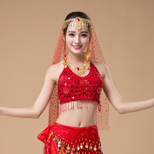 Belly dance clothing tops new bra belly dance bead embroidered bra practice clothes tops with chest pads sequin straps