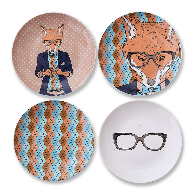 Nordic dibujos animados zorro simple decoración de la pared pintura placa de cerámica decoración placa colgante pared placa colgante decoración de la pared fondo