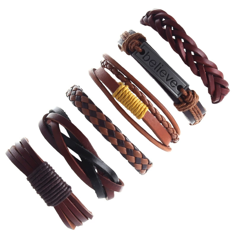 Leather case, men's set, retro woven bracelet, jewelry, Aliexpress, genuine leather, DIY