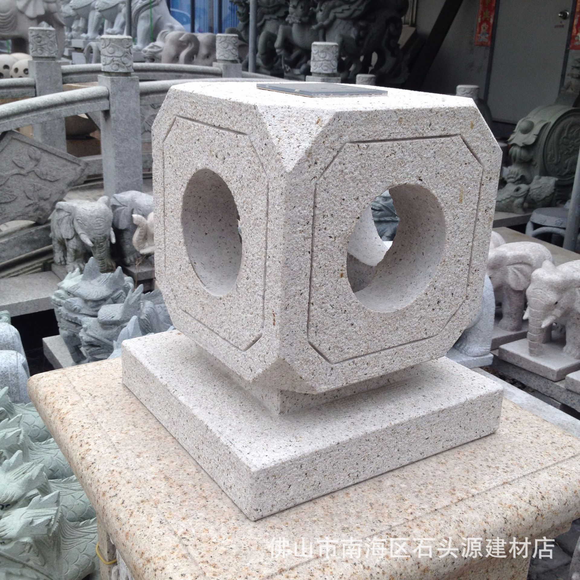 出口太阳能石灯石灯宫灯仿古石头花岗岩雕刻庭院花园照明摆件-阿里巴巴