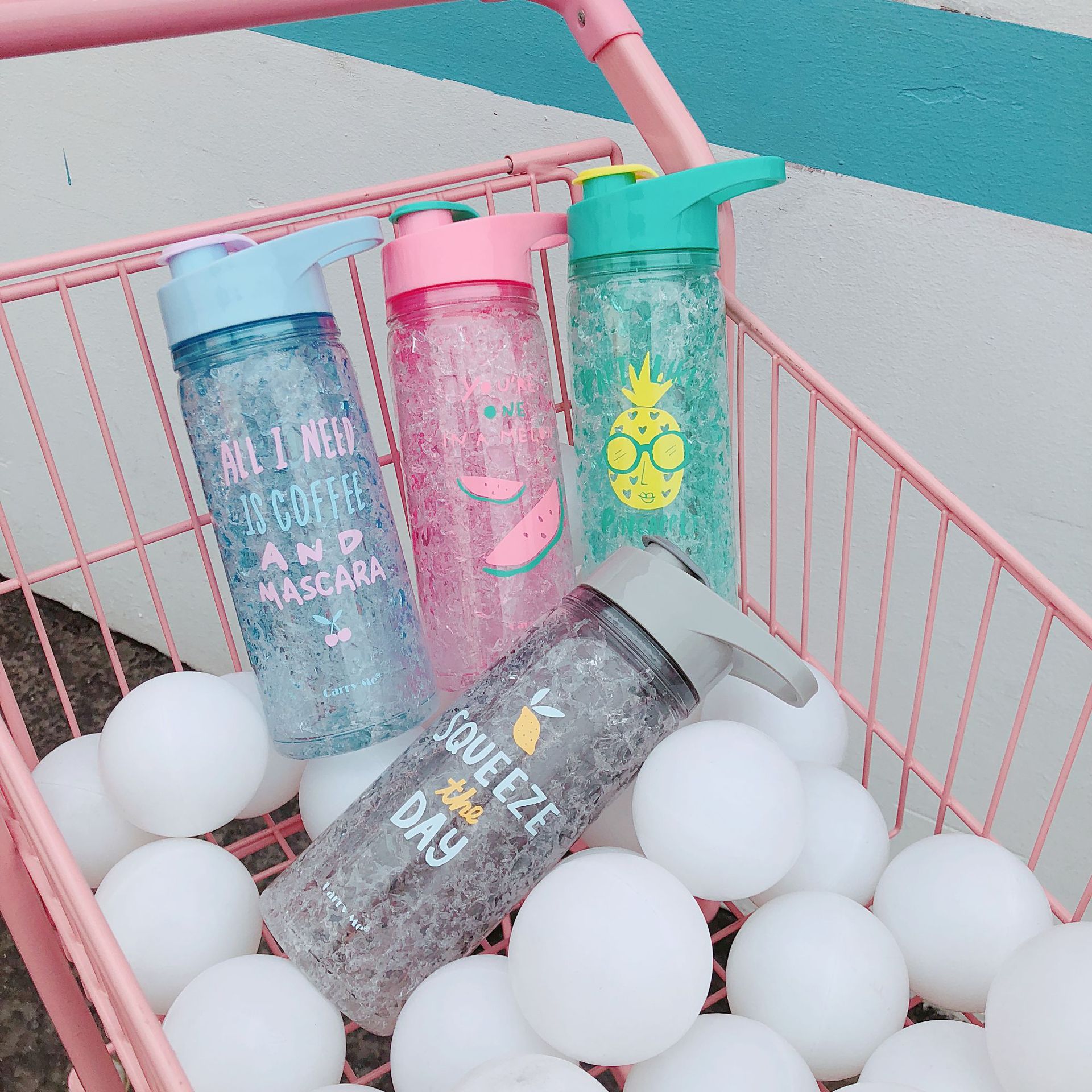 Manufactor Direct selling the republic of korea originality Summer Ice Cup Double Ice Cool Cup Ice Cup Cracked ice glass Gift customization logo