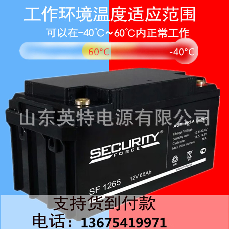 SECURITY蓄电池SF 1265 12V6H太阳能发电 大容量 12伏65安 电瓶