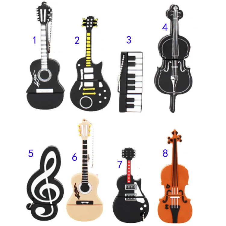Notes U disk PVC soft glue guitar U disk PENDRIVE portable disk dj music personality simulation USB