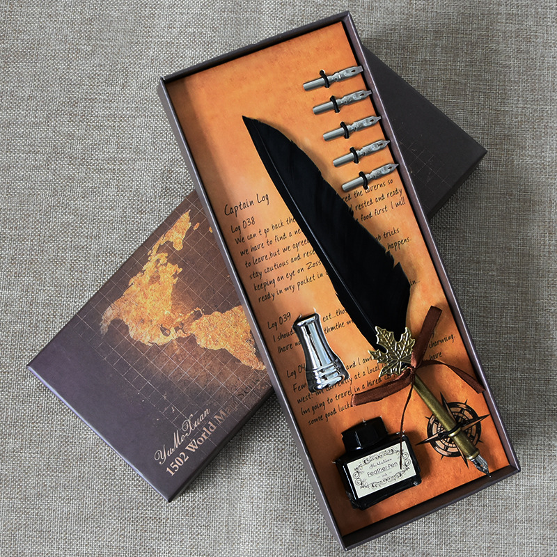 欧式复古羽毛笔套装哈利波特蘸水笔礼盒男女朋友礼物情侣对笔学生|ru