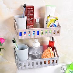 Plastic wall-mounted bathroom, kitchen, and toilet storage shelf without holes, bathroom and toilet miscellaneous storage and drainage rack
