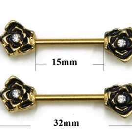 新款畅销金色玖瑰花乳头环 乳钉 杠铃 人体穿刺饰品