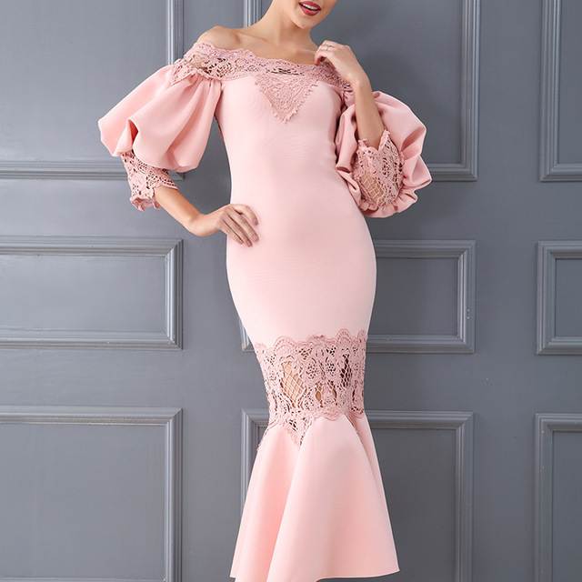 New Dinner Dress Evening Dress Female One-Shoulder Fishtail Dress