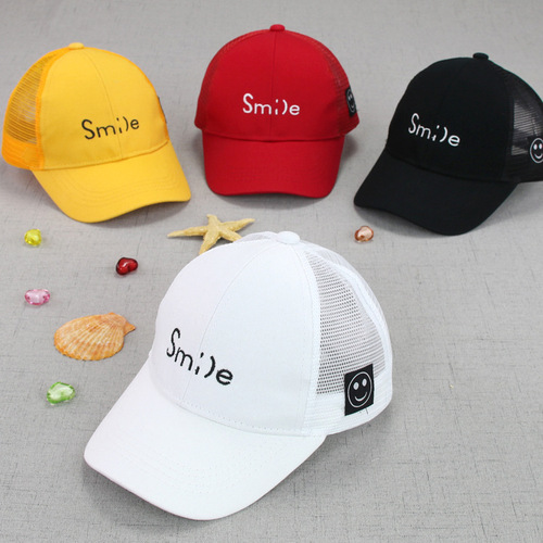 Smile letter children's mesh hat summer new children's peaked cap soft simple versatile children's hat MZ5917